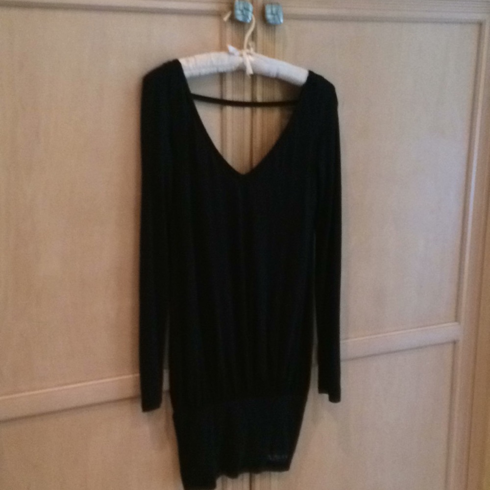 Miss Sixty Long Sleeve Black V Top